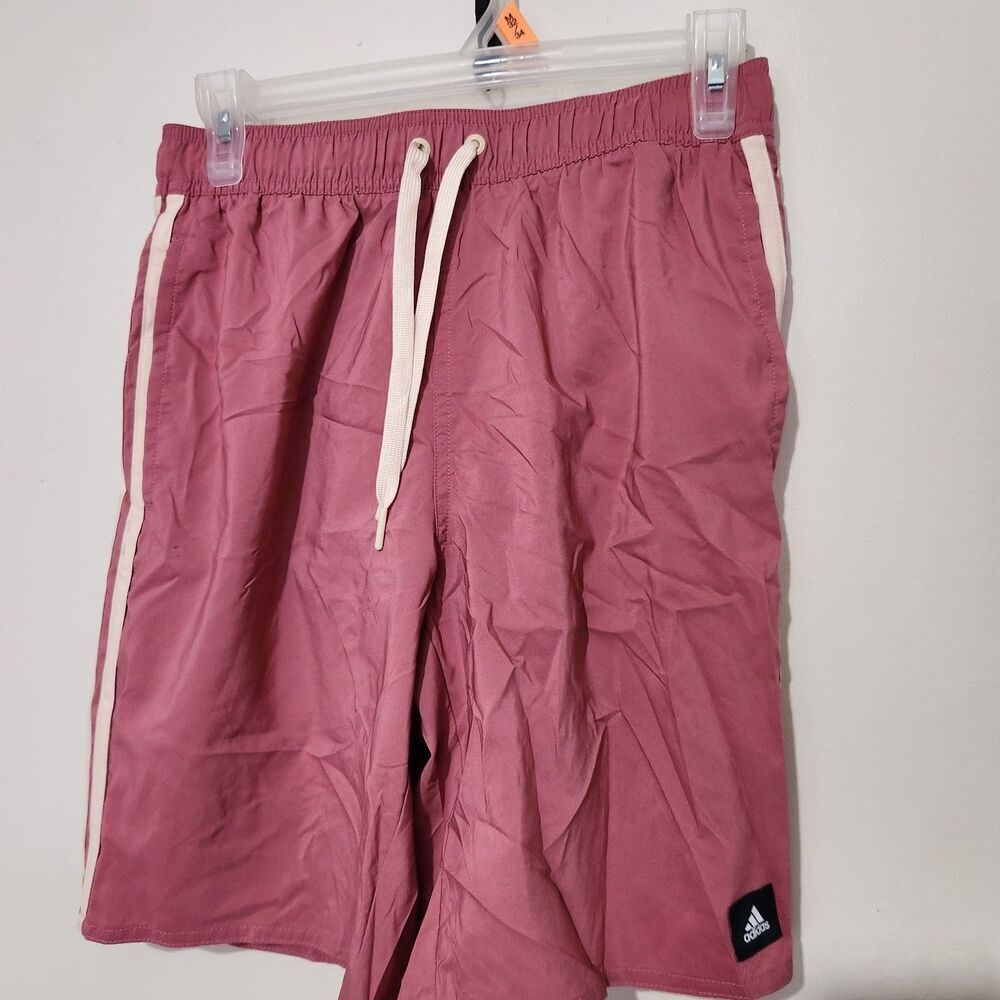 Adidas Swim Shorts Size Small Dust Pink Color Elastic Waist With Pockets